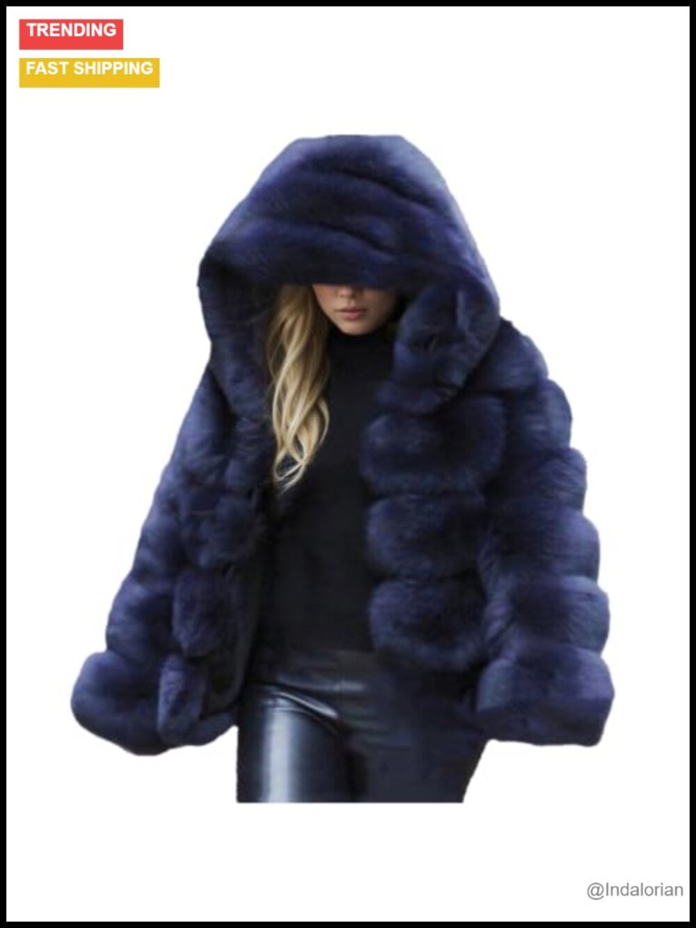Women's Faux Fur Coat Fluffy Jacket Long Sleeve Hooded Winter Coat